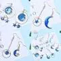 Youdiyla 40pcs Blue Enamel Moon Star Planet Charms Collection, Mix Metal Pendant Supplies Findings for Jewelry Making (HM275)