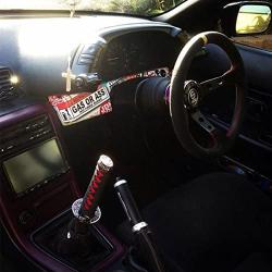 Alician 15cm Universal Samurai Sword Gear Shift Knob Shifter Katana Metal Black+Red Outside Black + Inner Red