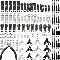 YaHoGa 148 PCS Zipper Repair Kit Zipper Replacement for Bags, Jackets, Tents, Luggage, Sleeping Bag, with Plier and Pulls