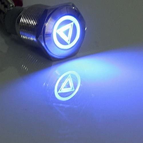 Etopars 12V Car Blue LED Light Emergency Hazard Warning Push Button Metal Toggle Switch 16mm