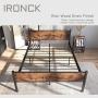 IRONCK Queen Bed Frame with Headboard Industrial, Bed Frame Queen Size with 16 Heavy Duty Steel Slats and 10 Legs, More Stronger, Noise-Free, Mattress Foundation No Box Spring Needed
