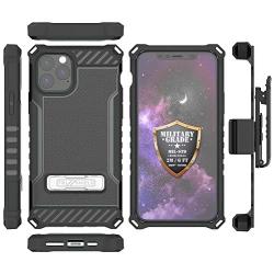 BEYOND CELL Tri-Shield Phone Case Compatible with iPhone 11 Pro Max 6.5” only, Military Grade Drop Tested, Shockproof High Impact Rugged Case Cover with Metal Kickstand & Belt Clip Holster