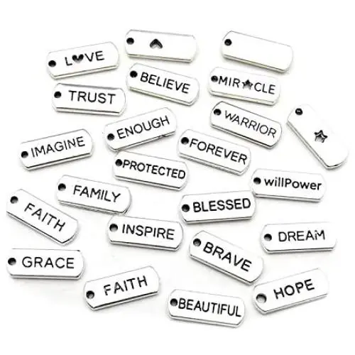 WOCRAFT 40pcs Inspiration Words Charms Craft Supplies Beads Charms Pendants for Crafting Jewelry Findings Making Accessory for DIY Necklace Bracelet (M334-40pcs) WOCRAFT 40pcs Inspiration Words Charms Craft Supplies Beads Charms Pendants for Crafting Jewelry Findings Making Accessory for DIY Necklace Bracelet (M334-40pcs)