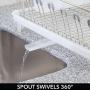 mDesign Large Metal Wire Kitchen Countertop, Sink Dish Drying Rack - Removable Plastic Cutlery Tray, Drainboard with Adjustable Swivel Spout - 3 Pieces - Satin/Clear Frost