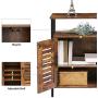 HOOBRO Bathroom Floor Storage Cabinet, Standing Cabinet, Industrial Cupboard with Hidden Adjustable Shelf and Door in Bedroom, Living Room, Study, Kitchen, Corridor, Rustic Brown BF23CW01