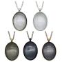 Julie Wang 10 Sets Mixed Oval Pendant Tray Bezel Blank Kit with Glass Cabochon and Chain for Jewelry Making Necklace 40x30mm