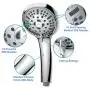 High Pressure Handheld Shower Head, 9 Spray Setting Hand Held Showerhead with 60 Inch Hose (Silver)