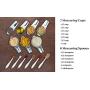 Measuring Cups and Spoons Set Stainless Steel, 13 Piece. 7 Heavy Metal Measuring Cups. 6 Long Handled Nesting Spoons. Dry or Liquid Ingredient. Engraved Metric Measure. Bonus Magnetic Conversion Chart