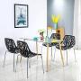 Bonnlo Modern Stackable Chair Set of 4 Kitchen Black Dining Chair Birch Sapling Comfy Chairs for Indoor Use (Black)