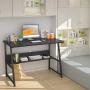Homfio Computer Desks for Home Office 39” Modern Sturdy Writing Desk with Bookshelf Study Table Desk with Metal Legs Industrial Tiny Table for Small Space, Black