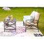 LOKATSE HOME 2 Pieces Patio Loveseat Metal Frame with Coffee Table Outdoor Bistro Furniture Set for Lawn Porch Garden Yard Poolside, Khaki