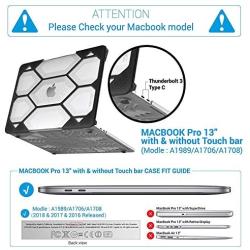 IBENZER Hexpact MacBook Pro 13 Inch Case 2016-2019 Release A2159 A1989 A1706 A1708, Heavy Duty Protective Hard Case Shell Cover for MacBook Pro 13 inch with/Without Touch Bar, Clear, HT13CL A