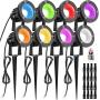 Landscape Lights LUYE 12W RGB Remote Control LED Landscape Lighting with Low Voltage Connector Pathway Lights IP66 Waterproof Color Changing Garden Yards Decorative Lights for Indoors Outdoors 8 Pack