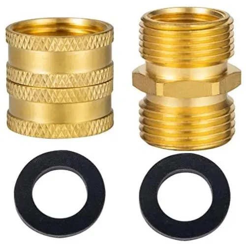 Breezliy Garden Hose Connector Adapter,2-Pack Couple 3/4 Inch GHT End Connector Fitting,Industrial Metal Brass Garden Hose to Pipe NPT Fitting Connect with 4 Washers Breezliy Garden Hose Connector Adapter,2-Pack Couple 3/4 Inch GHT End Connector Fitting,Industrial Metal Brass Garden Hose to Pipe NPT Fitting Connect with 4 Washers