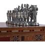 Medieval British Army Antique Copper Metal Chess Set for Adults,Handmade Pieces and Natural Solid Wooden Chess Board with Storage Inside King 3.35inc