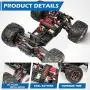 Hosim RC Cars 1:12 4WD 46KM/H High Speed Remote Control Car RC Monster Truck for Kids Adults, All Terrain Offroad Car 40+ Min Play Radio Controlled Car for Boys|2 Batteries|6 Oil Filled Shocks|