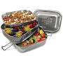 Stainless Steel Bento Box Lunch Box, A Large Metal 3 Tier Tiffin Food Container Snack Lunchbox For Boys Girls Teens Kids & Adults, Eco Friendly Meal Prep Food Container Storage For School or Work