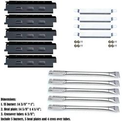 Direct Store Parts Kit DG258 (5-Pack) Repair Kit Replacement for Charbroil 6 Burner Gas Grill Stainless Steel Burners, Crossover Tubes & Porcelain Steel Heat Plates