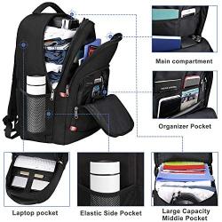 Travel Laptop Backpack,Extra Large Anti Theft College School Backpack for Men and Women with USB Charging Port,Water Resistant Big Business Computer Backpack Bag Fit 17 Inch Laptop and Notebook,Black