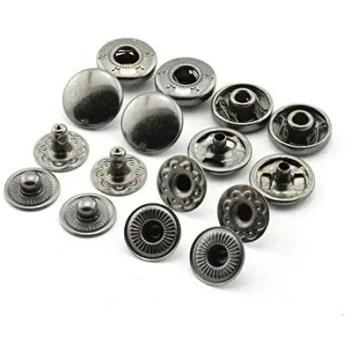 120 Sets 10mm Metal Snap Fasteners Press Stud Rounded Sewing Rivet Buttons Clothing Leather Craft DIY Poppers Black 120 Sets 10mm Metal Snap Fasteners Press Stud Rounded Sewing Rivet Buttons Clothing Leather Craft DIY Poppers Black