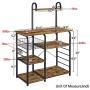 Yaheetech 35.5 inch Industrial Kitchen Bakers Rack, 4-Tier Microwave Oven Stand Workstation Organizer Shelf with Metal Frame, Utility Storage Shelf for Spices with 10 S-Hooks