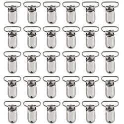 Marrywindix 50pcs 1'' Pacifier Suspender Clips, Pacifier Clips for Making Pacifier Holders Bib Clips Toy Holder Silver