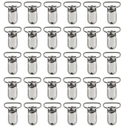 Marrywindix 50pcs 1'' Pacifier Suspender Clips, Pacifier Clips for Making Pacifier Holders Bib Clips Toy Holder Silver