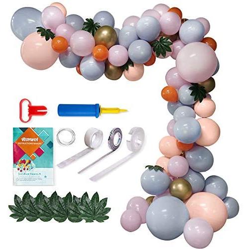 Roywel Balloons for Parties,Garland Latex Balloon Arch Ganland Kit 92 Pieces Grayd | Pink | Gold | Orange | Dusty Pink Balloons for Baby Showers, Weddings, Graduations, Corporate Events, Engagements