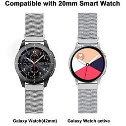 QusFy Metal Band Compatible with Samsung Galaxy Watch 3 41mm / Galaxy Watch Active 40mm / Active 2 44mm / Galaxy Watch 42mm, 20mm Stainless Steel Slim Thin Replacement Bands for Women Men
