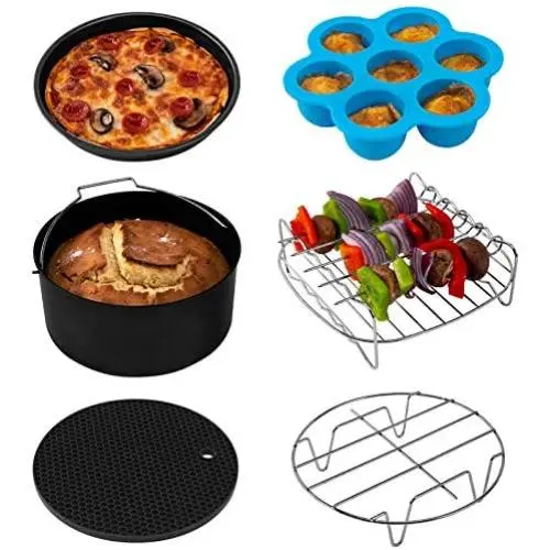 COSORI Accessories XL (C158-6AC) Set of 6 Fit all 5.8Qt, 6Qt Air Fryer, BPA Free, Dishwasher Safe, Nonstick Coating, Black