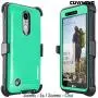 COVRWARE Iron Tank Series Case for LG K20 Plus /K20 V/Harmony/Grace 4G /K10 (2017) Built-in [Screen Protector] Heavy Duty Full-Body Holster Armor [Brushed Metal Texture] Case [Belt Clip], Teal