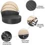 Homall Patio Furniture Outdoor Daybed with Retractable Canopy Wicker Furniture Sectional Seating with Washable Cushions for Patio Backyard Porch Pool Round Daybed Separated Seating (Beige)
