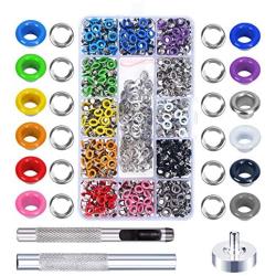 Grommet Kit,MEZOOM 480 Sets 3/16 Inch Multi-Color Grommet Setting Tool Metal Eyelets Kit with Transparent Storage Box for Bag Shoe Clothes Leather Crafts DIY Projects(12 Colors)