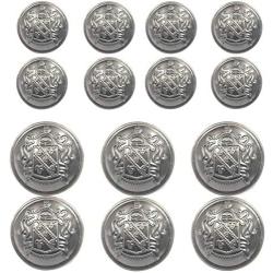 14 Piece Metal Blazer Button Set - for Blazer, Suits, Sport Coat, Uniform, Jacket (Silver)