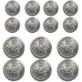 14 Piece Metal Blazer Button Set - for Blazer, Suits, Sport Coat, Uniform, Jacket (Silver)