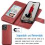 Tekcoo Wallet Case for iPhone 12 Mini / iPhone12 Mini (5.4 inch) 2020 Luxury ID Cash Credit Card Slots Holder Carrying Pouch Folio Flip PU Leather Cover [Detachable Magnetic Hard Case] - Wine Red