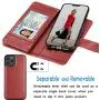 Tekcoo Wallet Case for iPhone 12 Mini / iPhone12 Mini (5.4 inch) 2020 Luxury ID Cash Credit Card Slots Holder Carrying Pouch Folio Flip PU Leather Cover [Detachable Magnetic Hard Case] - Wine Red
