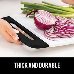 Gorilla Grip Original Oversized Cutting Board, 3 Piece, Perfect for the Dishwasher, Juice Grooves, Larger Thicker Boards, Easy Grip Handle, Non Porous, Extra Large, Kitchen, Set of 3, Black