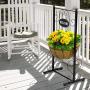 Sorbus Welcome Planter Basket Stand with Coco Liner, Stylish Flower, Plant, and Outdoor Décor for Home, Garden, Patio, Deck, Black Metal