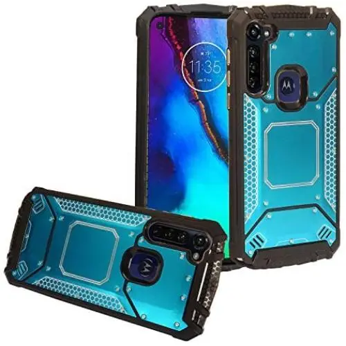 CELZEN - for Motorola Moto G Stylus XT2043, Moto G Power XT2041 (2020 Version) - Aluminum Metal Hybrid Phone Case - ZY1 Blue