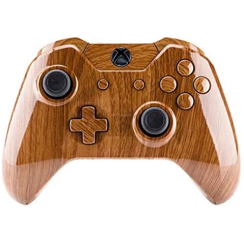 eXtremeRate Wood Grain Patterned Replacement Part Custom Full Housing Shell with Buttons for Xbox One Standard Controller with 3.5mm Headphone Jack (Model 1697) - Controller NOT Included