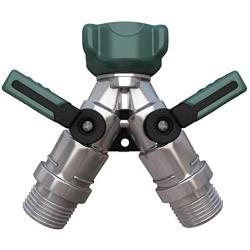 2wayz All Metal Body Garden Hose Splitter. 2020 Version - 100% Secured, Bolted & Threaded. Easy Grip, Smooth Long Handles y Valve