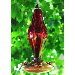 Joiedomi Ruby Glass Vintage 24 Ounces Hummingbird Feeder Including S Shape Metal Hook for Bird Feeders