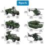 Hautton Diecast Military Toy Vehicles, 6 Pack Alloy Metal Army Toys Model Cars Playset Tank, Panzer, Attack Helicopter, Anti-air Vehicle, Scout Helicopter for Kids Boys Toddlers