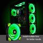 CONISY 120mm PC Case Cooling Fan Super Silent Computer LED High Airflow Cooler Fans - Green (2 Pack)