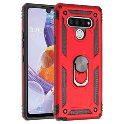 SWP Case for LG Stylo 6, K71 Case, Dual Layer Shock-Absorption Armor Cover,Full-Body Protective Case with Metal Ring Holder Kickstand for LG Stylo 6 (red)