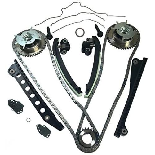 Timing Chain Kit with Tensioner Guides Cover Gaskets Cam Phaser Engine Variable Camshaft Timing Cam Phaser VCT VVTi Actuator Timing Sprocket Bolt Gaskets For Ford TRITON 3-Valve F150 F250 Expedition