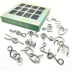 Brain Teaser Puzzles for Kids and Adults - Pack of 12, iKeelo Metal Puzzle Bundle for Mind, IQ and Logic Test, Challenging Disentanglement Games for Party, Holiday, Office (Higher Level)