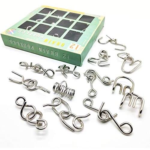 Brain Teaser Puzzles for Kids and Adults - Pack of 12, iKeelo Metal Puzzle Bundle for Mind, IQ and Logic Test, Challenging Disentanglement Games for Party, Holiday, Office (Higher Level)