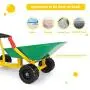 Costzon 8'' Kids Ride-on Sand Dumper, Children Outdoor Sandbox Toy Wheelbarrow Sit On, Heavy Duty Steel Digging Scooper Excavator Crane with 4 Wheels, Metal Garden Play Tools for Boys & Girls (Green)